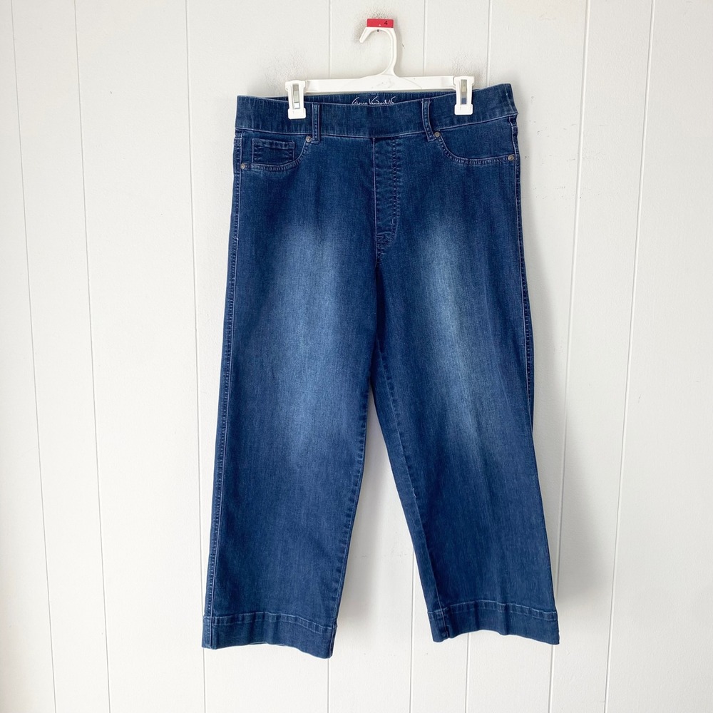 Gloria Vanderbilt Shape Effect High Rise Wide Leg Crop Blue Jeans Size 14